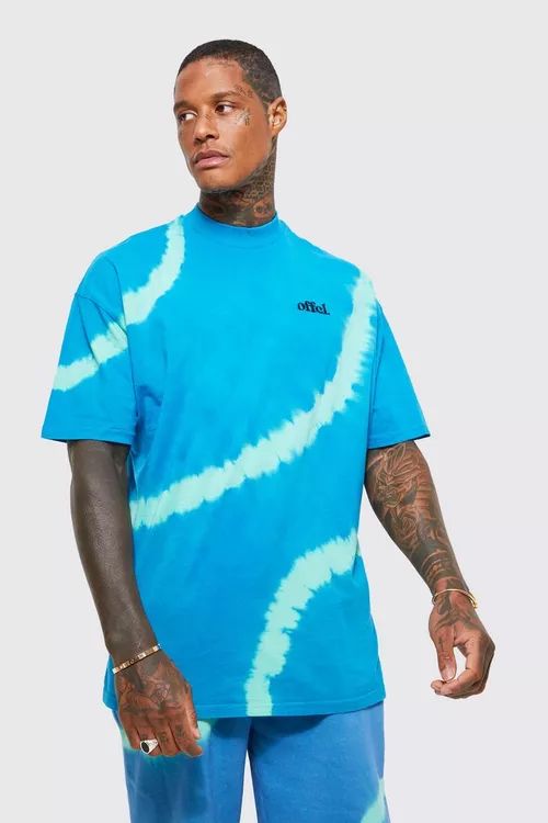 Oversized Offcl Tie Dye Extended Neck T-shirt | Boohoo.com (US & CA)