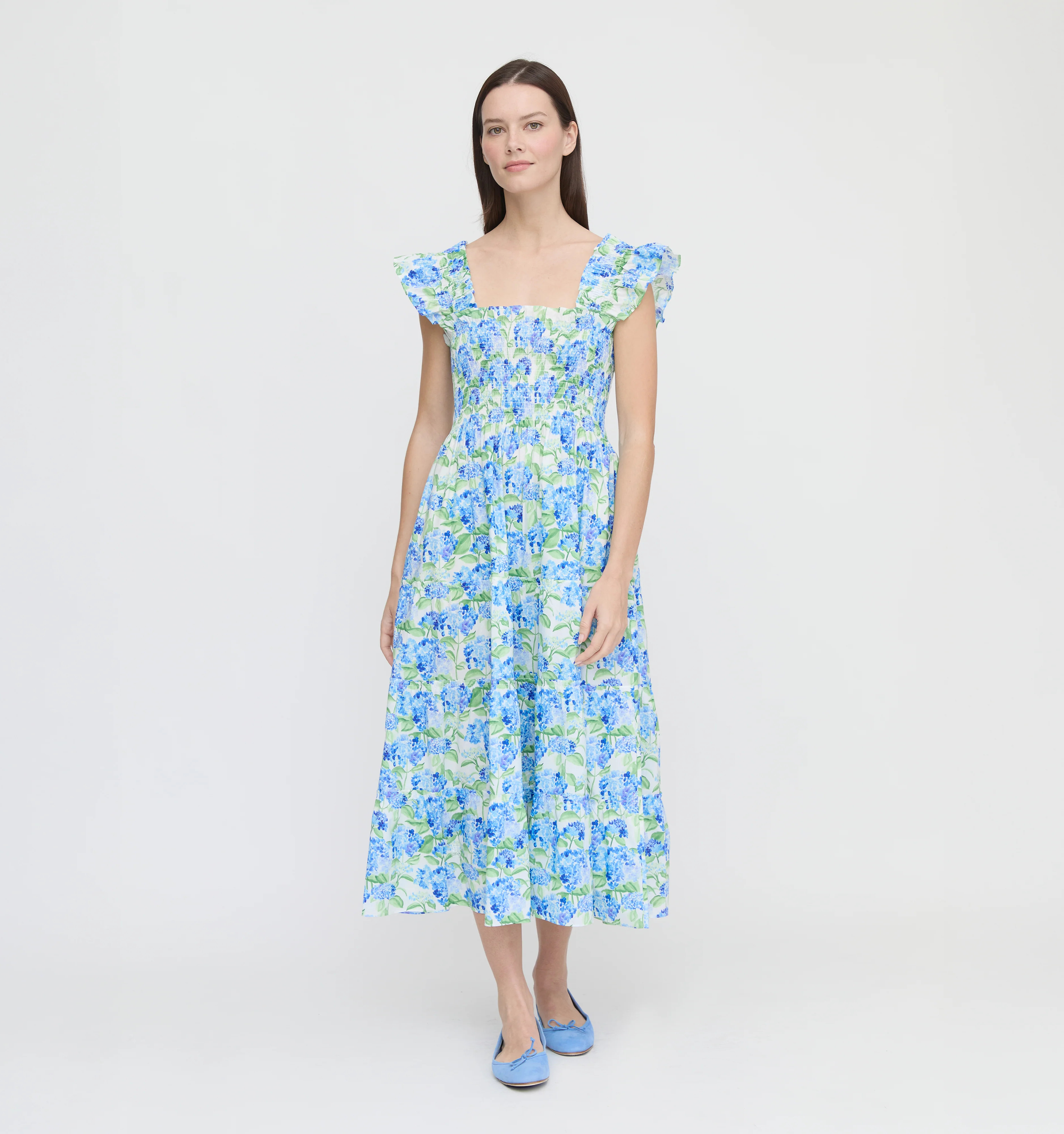 The Hill House x La Coqueta Ellie Nap Dress - Blue Watercolor Hydrangea | Hill House Home US