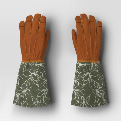 Duck Canvas Scribble Floral Rose Picker Gloves One Size Green - Threshold™ | Target