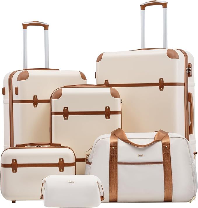 Coolife Luggage Set 3 Piece Suitcase Set Carry On Luggage PC Hardside Luggage TSA Lock Spinner Wh... | Amazon (US)