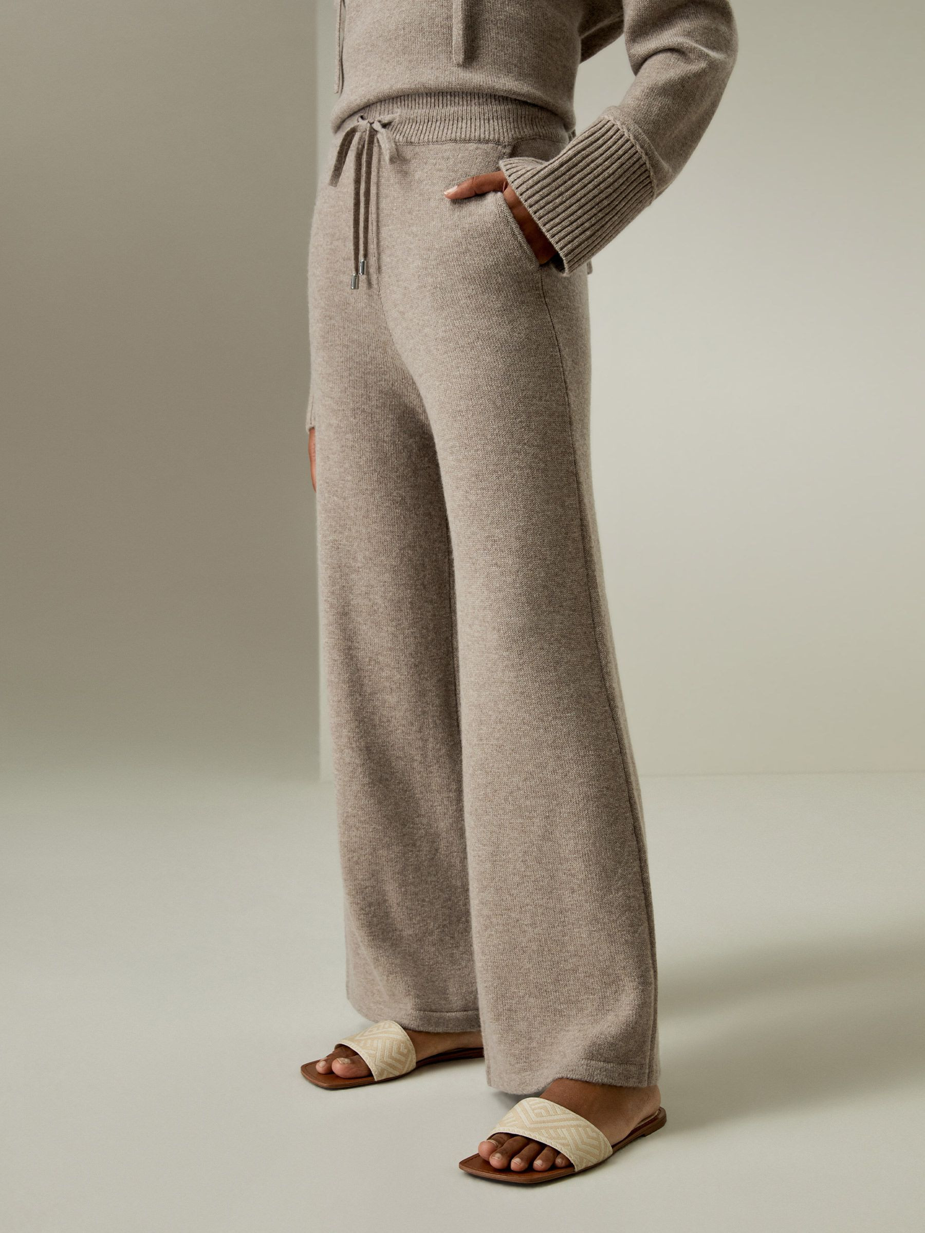 Merino Wool Jersey Wide-Leg Pants | LilySilk