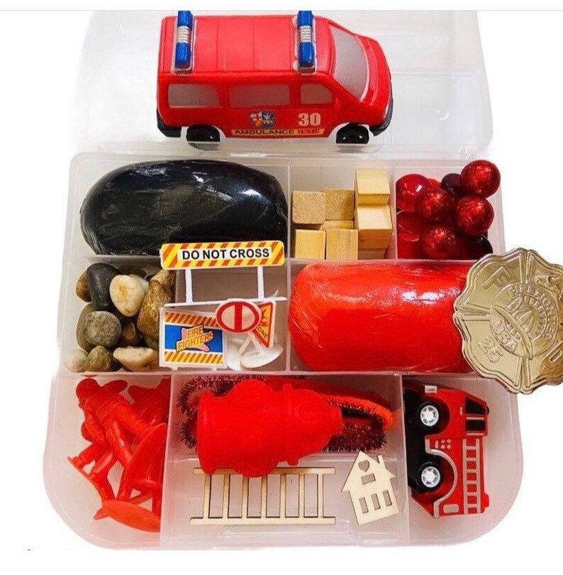 Fire Fighter Play Dough Sensory Mini Kit Sensory Box Play | Etsy | Etsy (US)