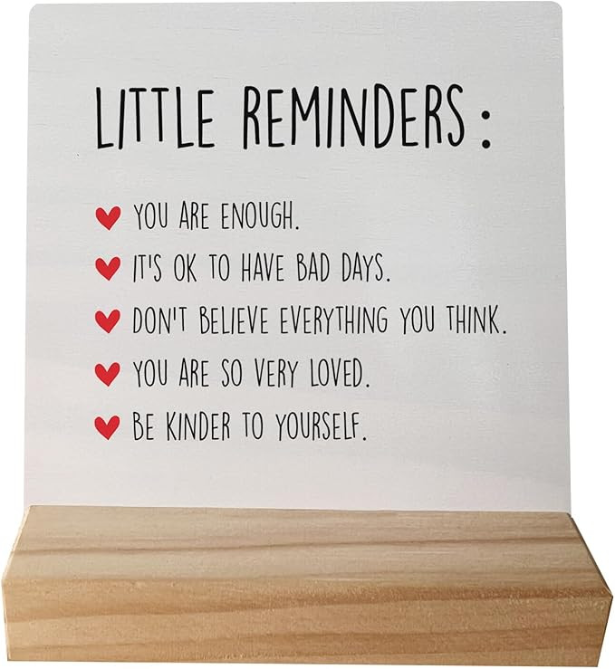 Inspirational Gift wooden sign - Mental Health Gift for College Girls, Self Love Gift, Little Rem... | Amazon (US)