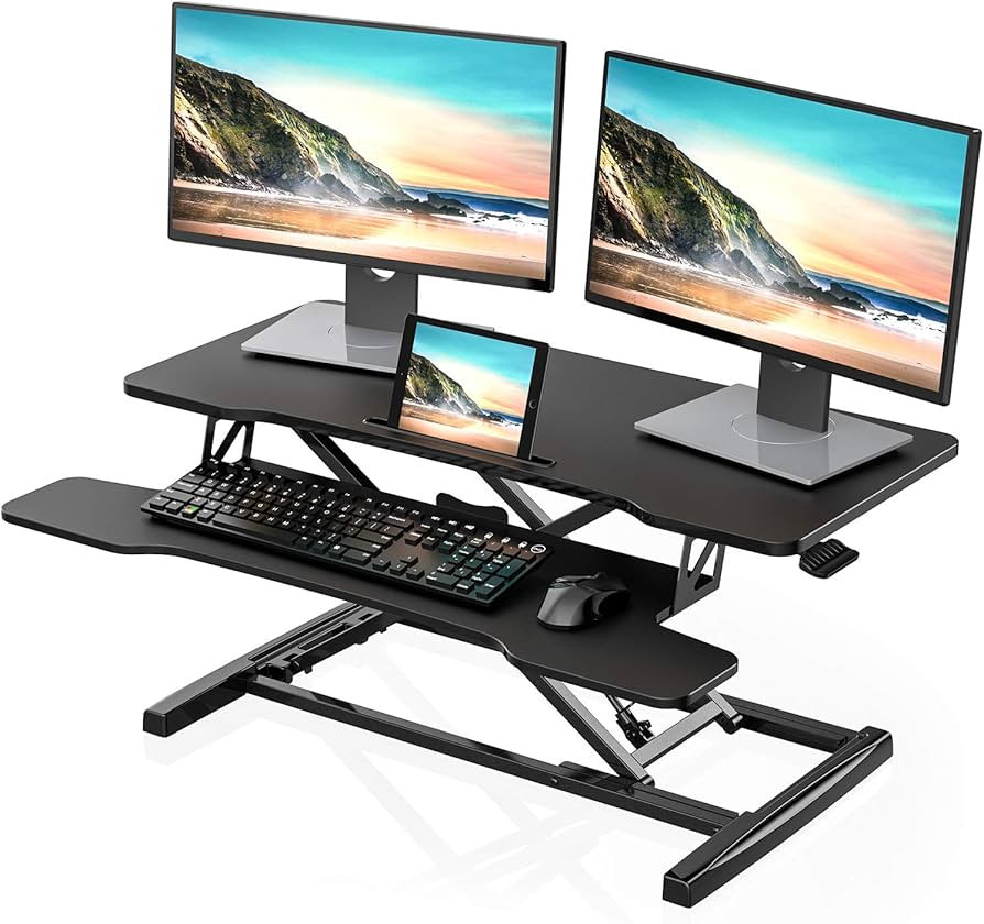FITUEYES Height Adjustable Standing Desk 36” Wide Sit to Stand Converter Stand Up Desk Tabletop... | Amazon (US)