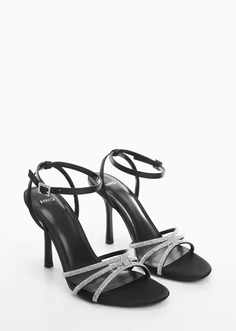 Heeled sandals with rhinestone straps | MANGO (UK)