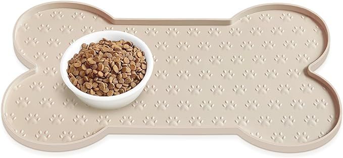 PWTAA Dog Food Mat Anti-Slip Silicone Dog Bowl Mat Thicker Pet Placemat Waterproof Cat Feeder Pad... | Amazon (US)