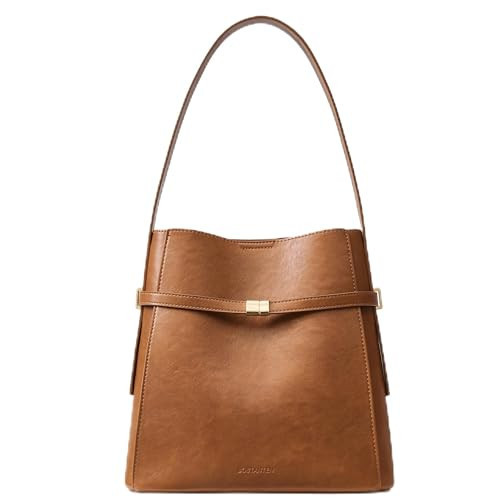 BOSTANTEN Bucket Bag Soft Vegan Leather Purses for Women Trendy Shoulder Handbags with Separate Pouch Brown | Amazon (US)