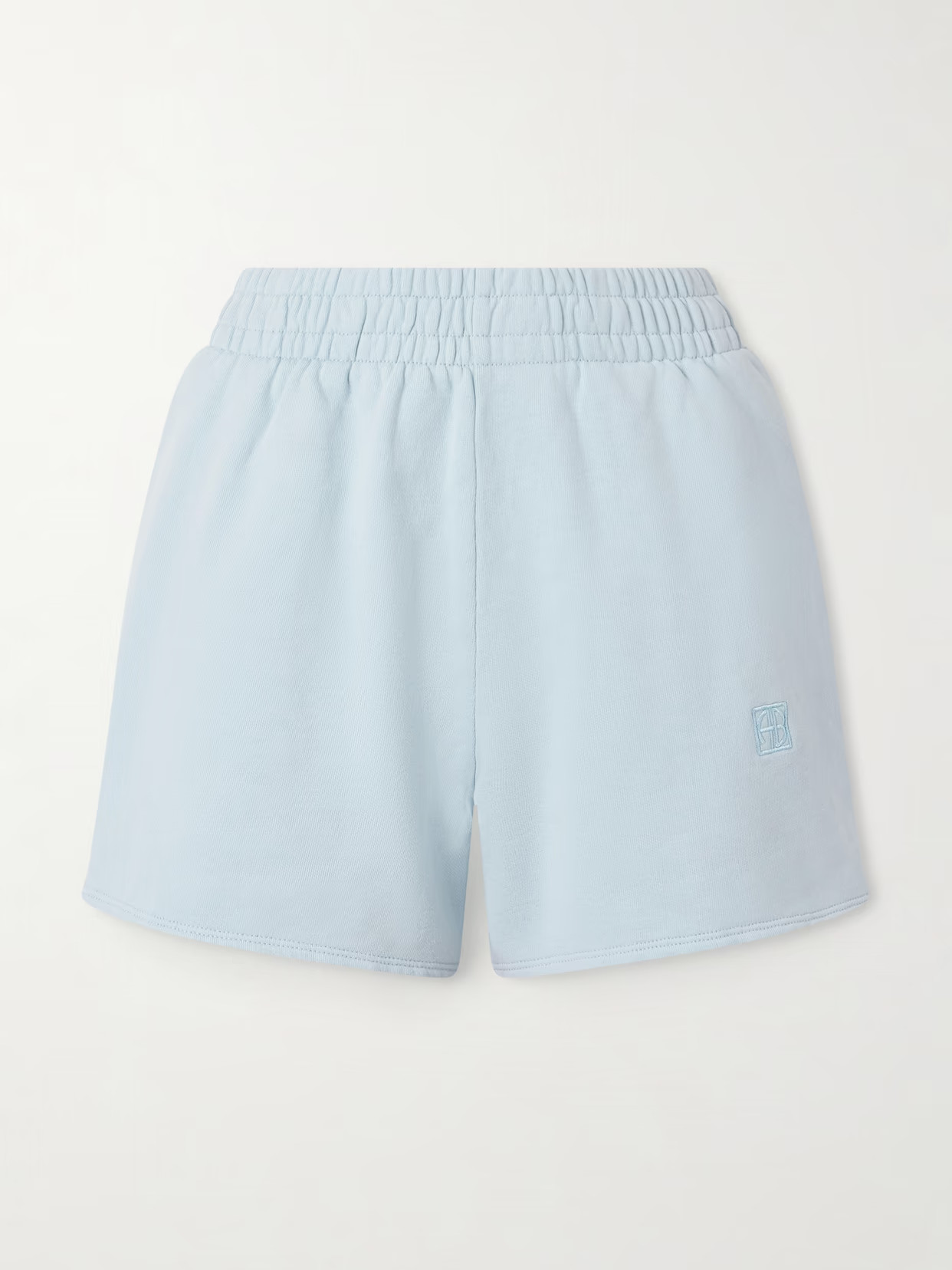 Anine Bing - Kam Embroidered Cotton-jersey Shorts - Blue | NET-A-PORTER (US)