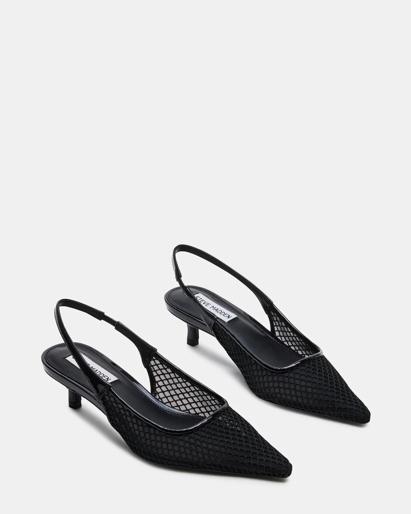 KARI Black Mesh Slingback Kitten Heels | Women's Designer Shoes | Steve Madden (Canada)