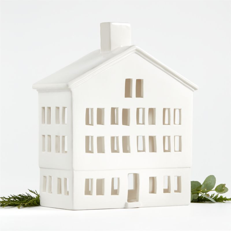 White Ceramic Alpine Chalet Hotel | Crate & Barrel | Crate & Barrel