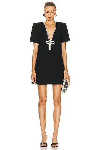 Crystal Bow V-Neck T-Shirt Dress | FWRD 