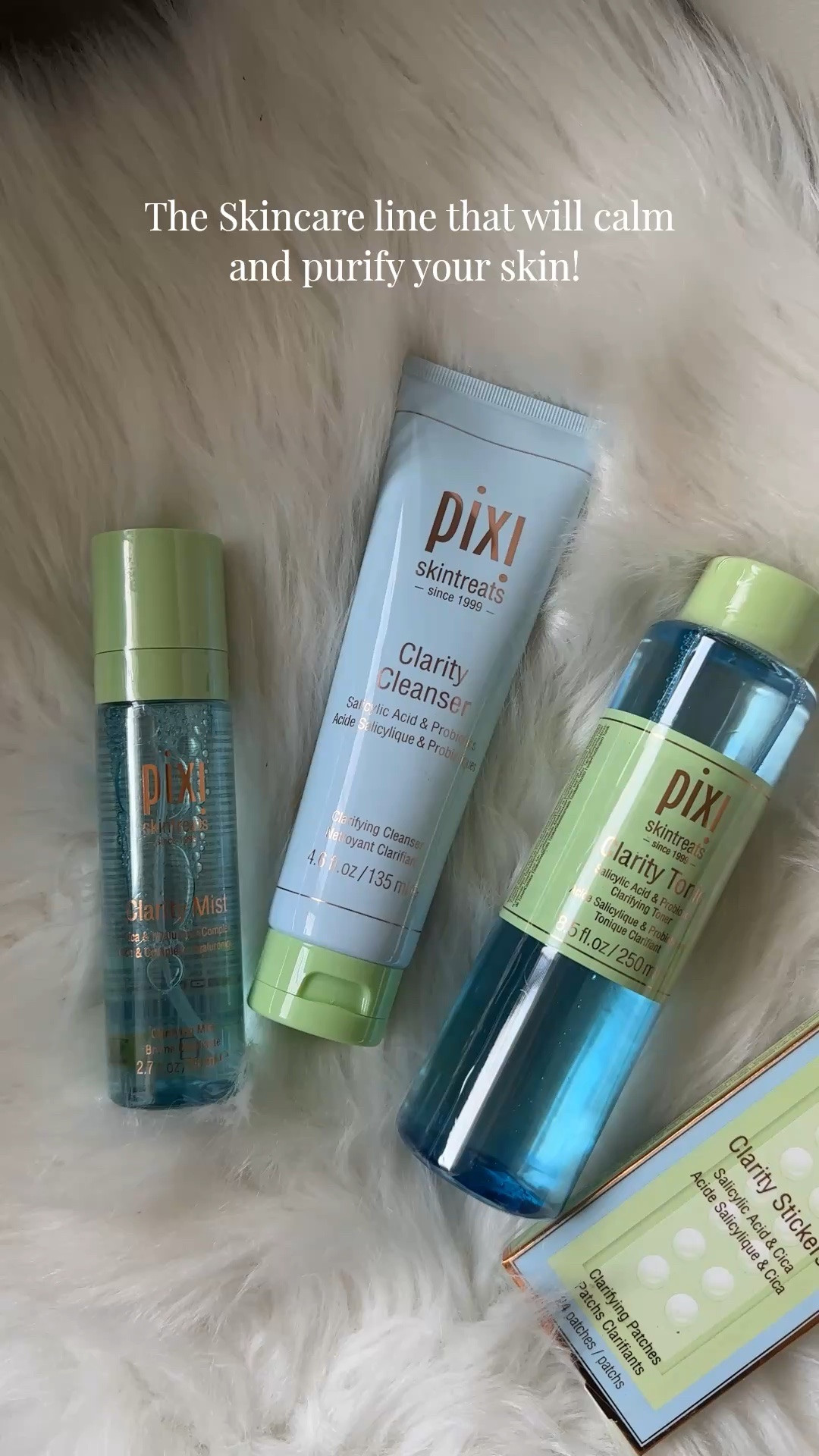 My favorite Pixi Beauty products! This Clarifying line calms and purifies the skin! I love how gentle it is in my skin and how much it has helped it recover from blemishes! 