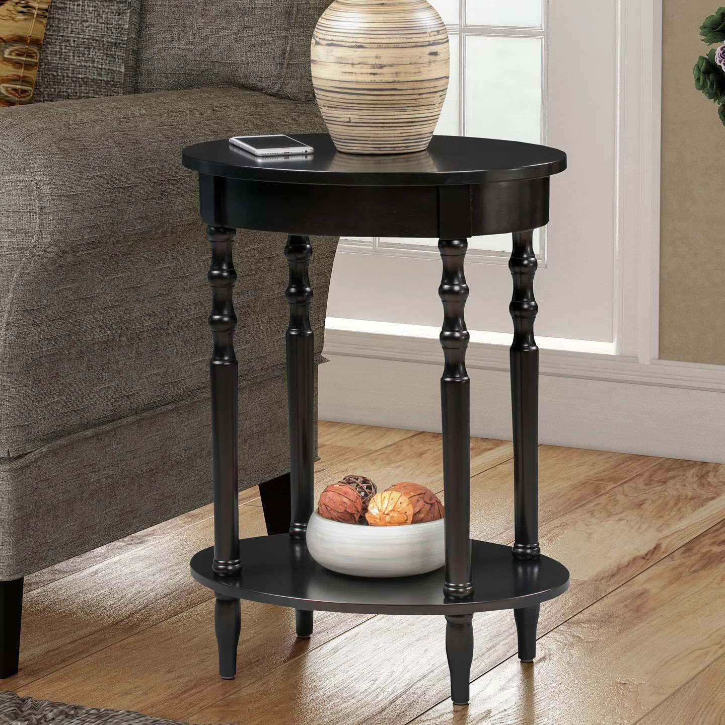 Moravian Oval End Table with Shelf | Wayfair North America