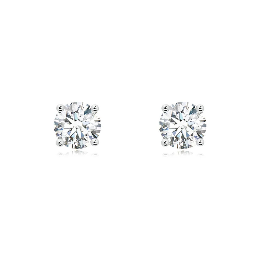 Lab-Grown Basket-Set Solitaire Diamond Stud Earrings | Angara Inc.