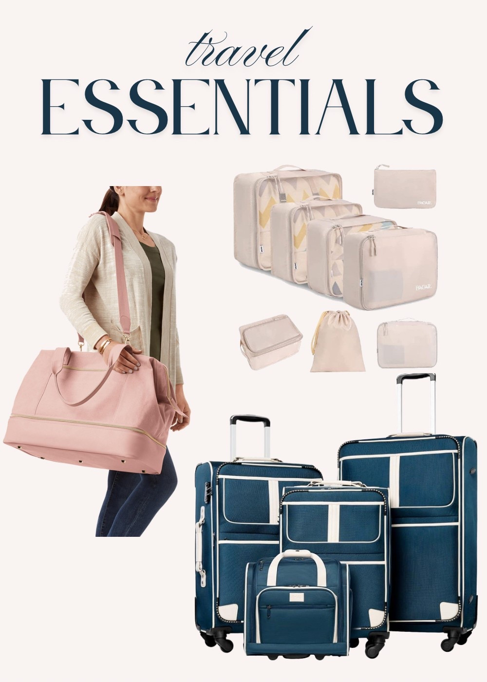 We love this Amazon suitcase set.  Lots of room, sturdy and rolls smoothly.  My daughter has this weekender bag from Sam’s Club. It’s so pretty and has lots of room.  I am looking forward to getting the cubes to organize my suitcase. 

#LTKTravel #LTKFamily #LTKSummerEdit