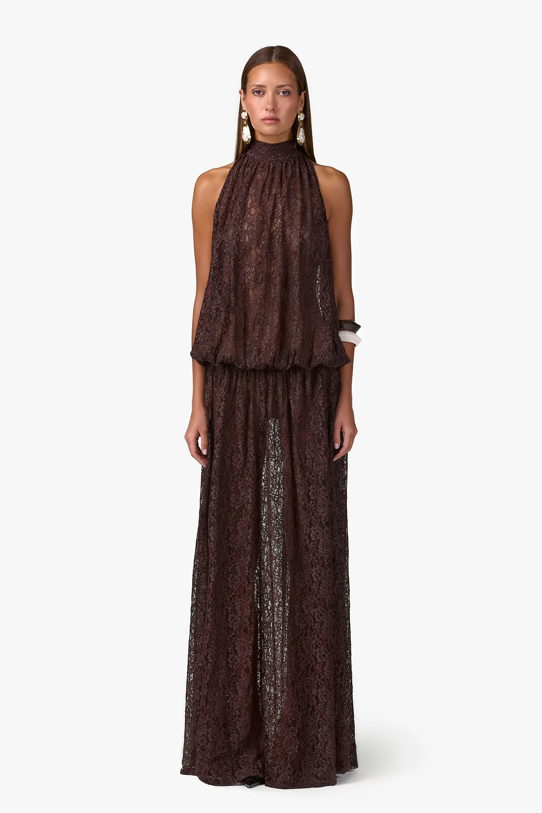 Drop Waist Lace Gown (Chocolate Brown) | SAME