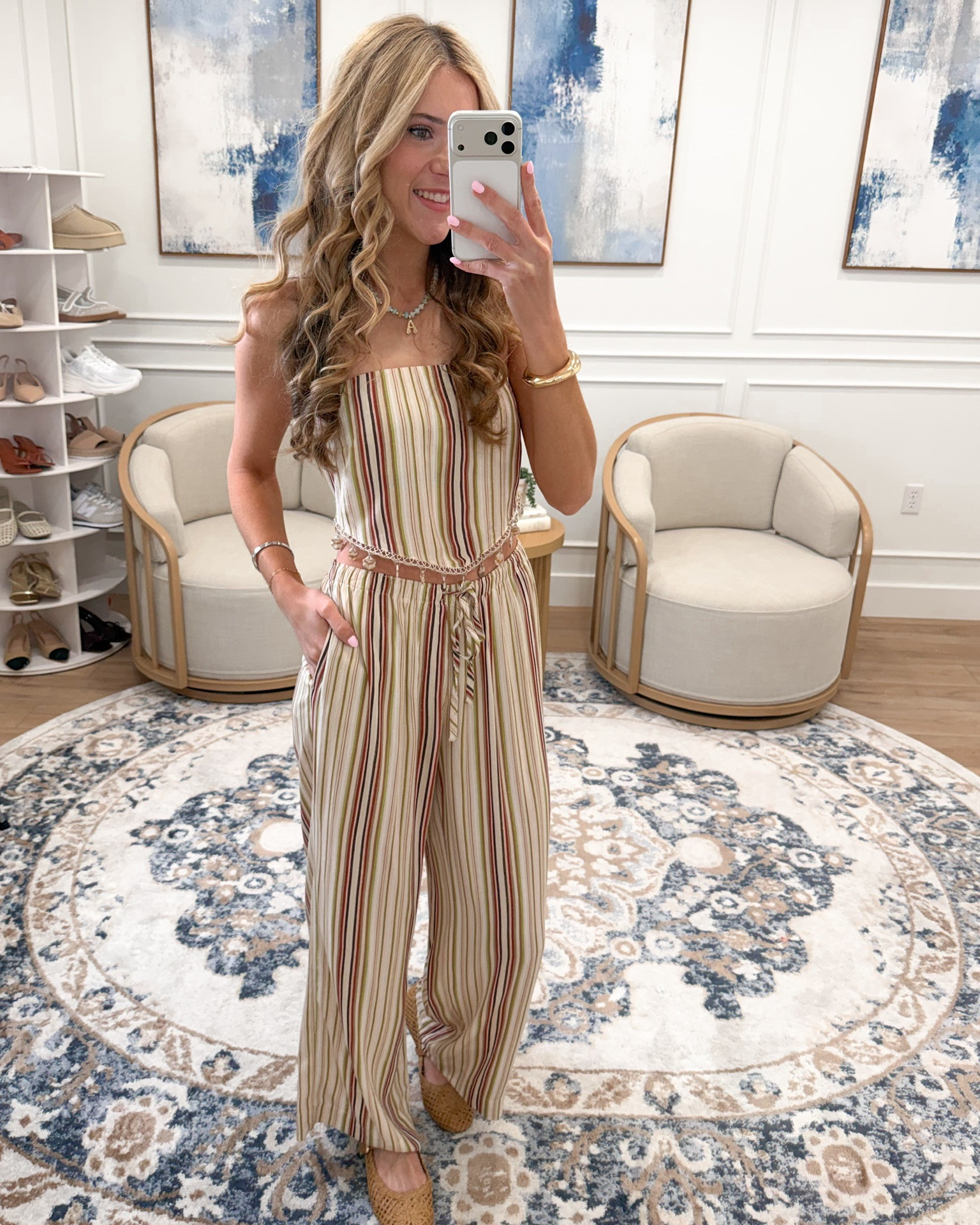 This striped strapless jumpsuit from Walmart is so good 🤎 The multi-stripe print, the chain belt detail, the wide-leg fit — it looks so much more expensive than it is. Budget friendly and so incredibly easy to wear. Everything is linked right here!

#LTKootd #LTKgrwm #LTKSeasonal