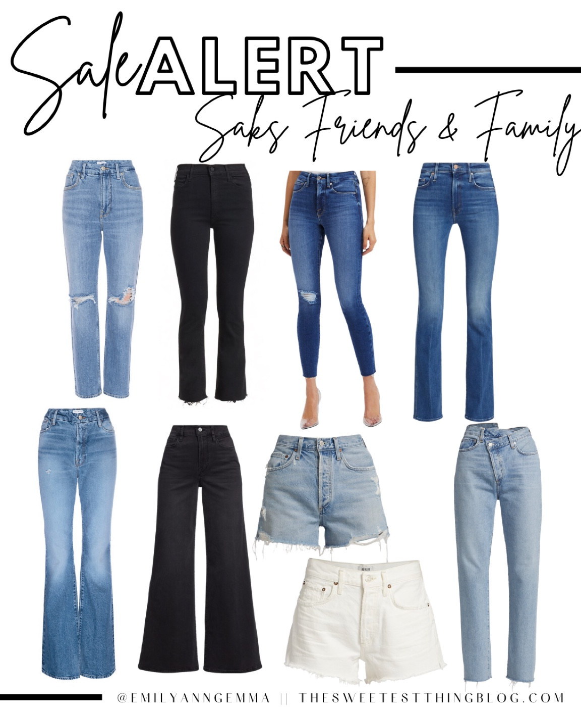 Saks Fifth Avenue, Saks Friends & Family Sale, Jeans, High End Denim, Denim on Sale, Mother Denim, Agolde Denim, Good American Jeans, Frame Denim, Emily Ann Gemma 

#LTKsalealert