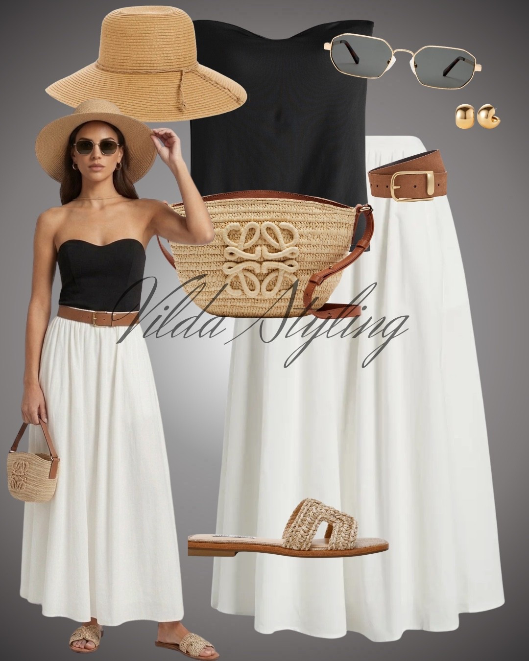 Neutral Resort Sophistication
Master the art of vacation dressing with this elevated neutral palette. The combination of crisp white and deep black, softened by tan leather and raffia textures, is the ultimate summer mood.
Perfect for: Exploring a coastal town, a long seaside lunch, or sunset cocktails on the deck.
#LTKunder100 #ResortStyle #SummerElegance #LoeweBag #NeutralAesthetic #VacationOutfit #OldMoneyStyle #SummerMaxi

#LTKsummer #LTKtravel #LTKstyletip