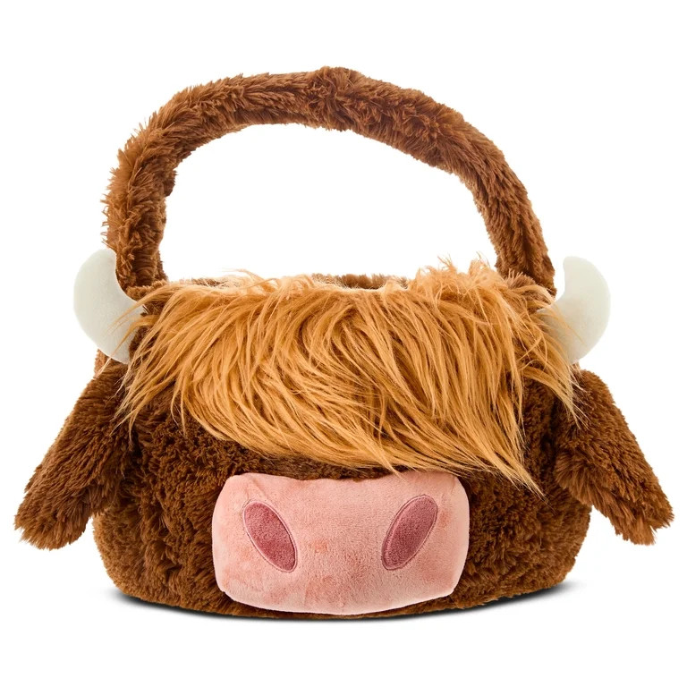 Jumbo Highland Cow Plush Basket, Brown, 22" x 16", Easter by Way To Celebrate | Walmart (US)
