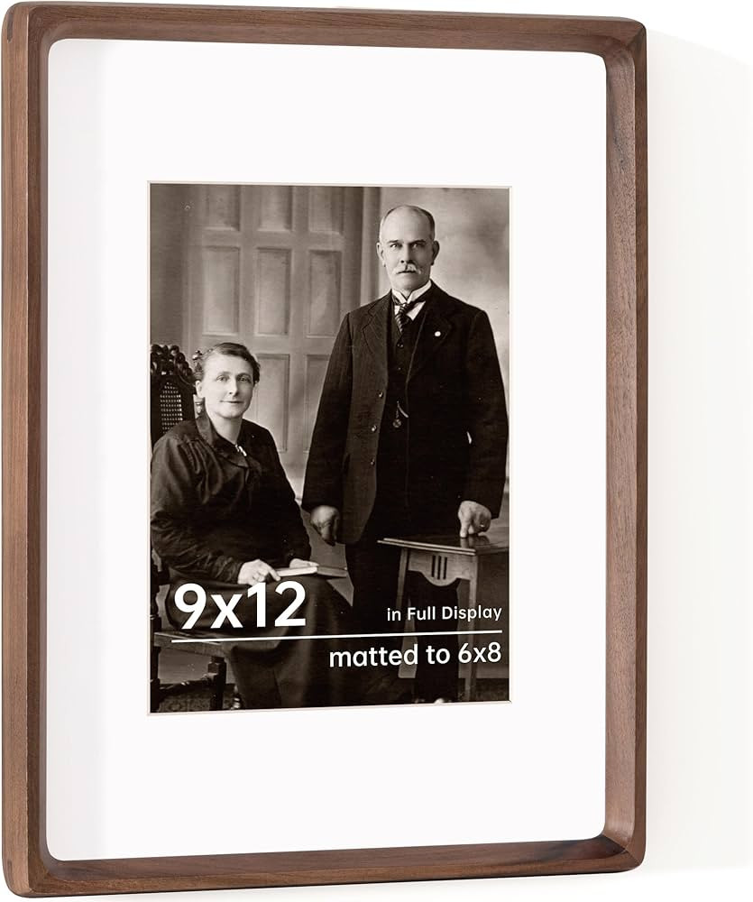 9x12 Picture Frame USA-Sourced Natural Walnut Solid Wood Photo Frame Handcrafted Rounded Corner w... | Amazon (US)