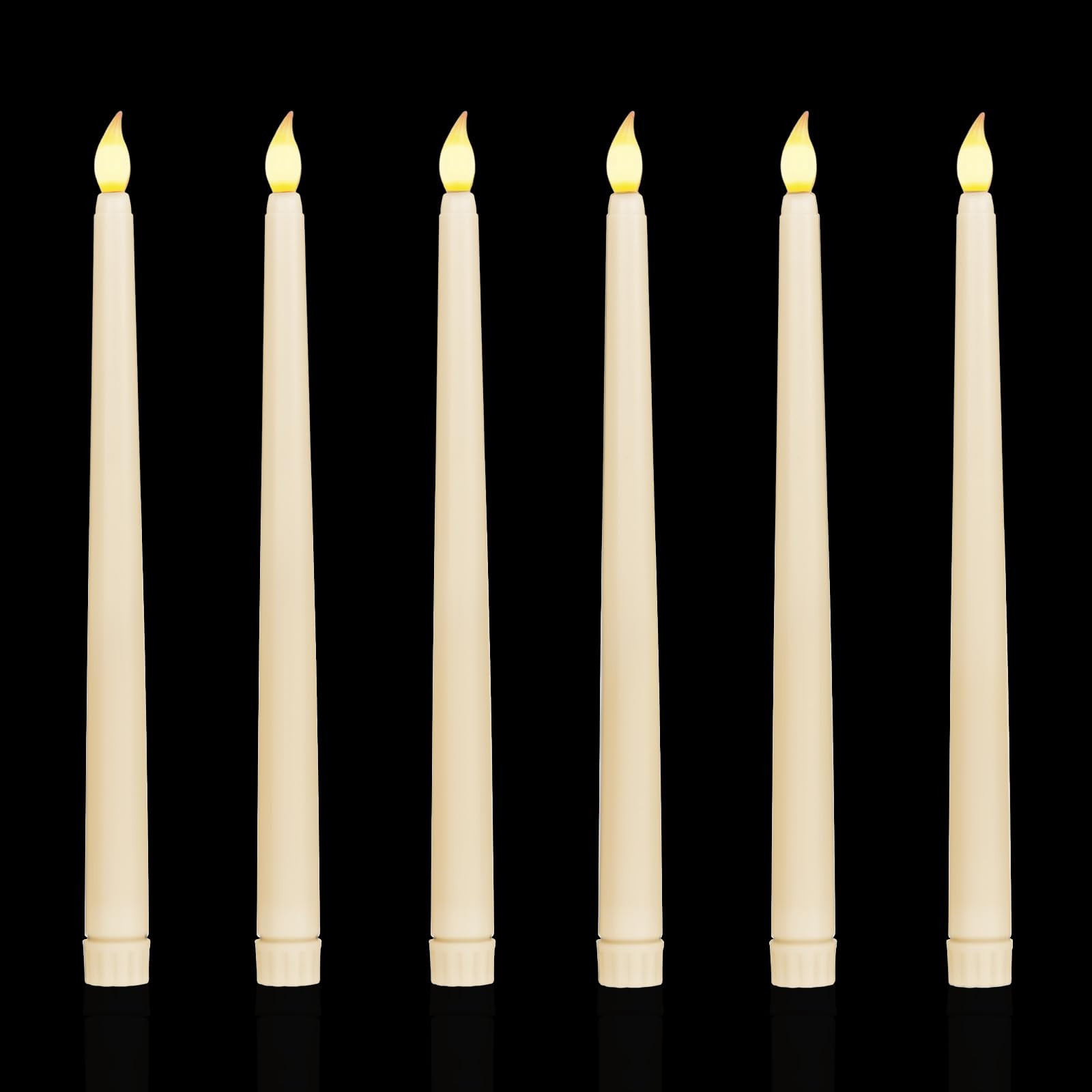 Sequpr LED Tapered Candles Beige, Flameless, Battery Operated, Pack of 6 | Amazon (UK)