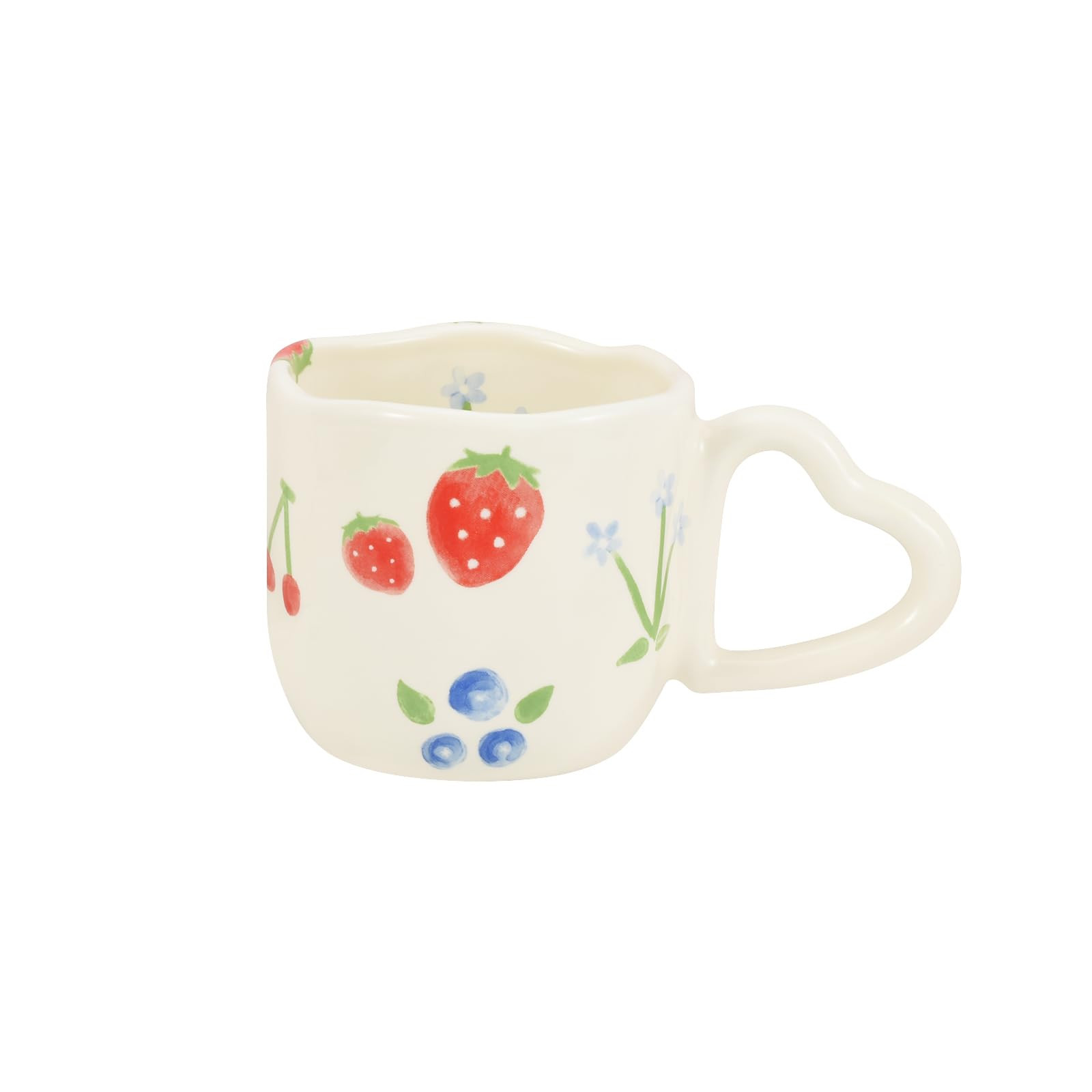 Koythin Ceramic Coffee Mug, Novetly Printed Flower Cup with Heart Shaped Handle for Office and Ho... | Amazon (US)
