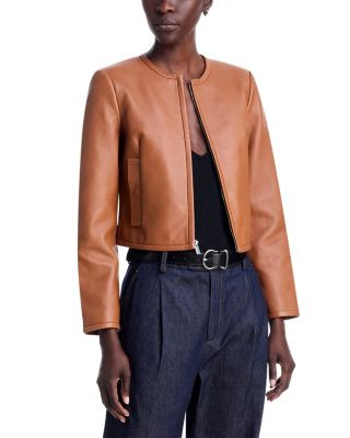 Collarless Crop Leather Jacket | Bloomingdale's (US)