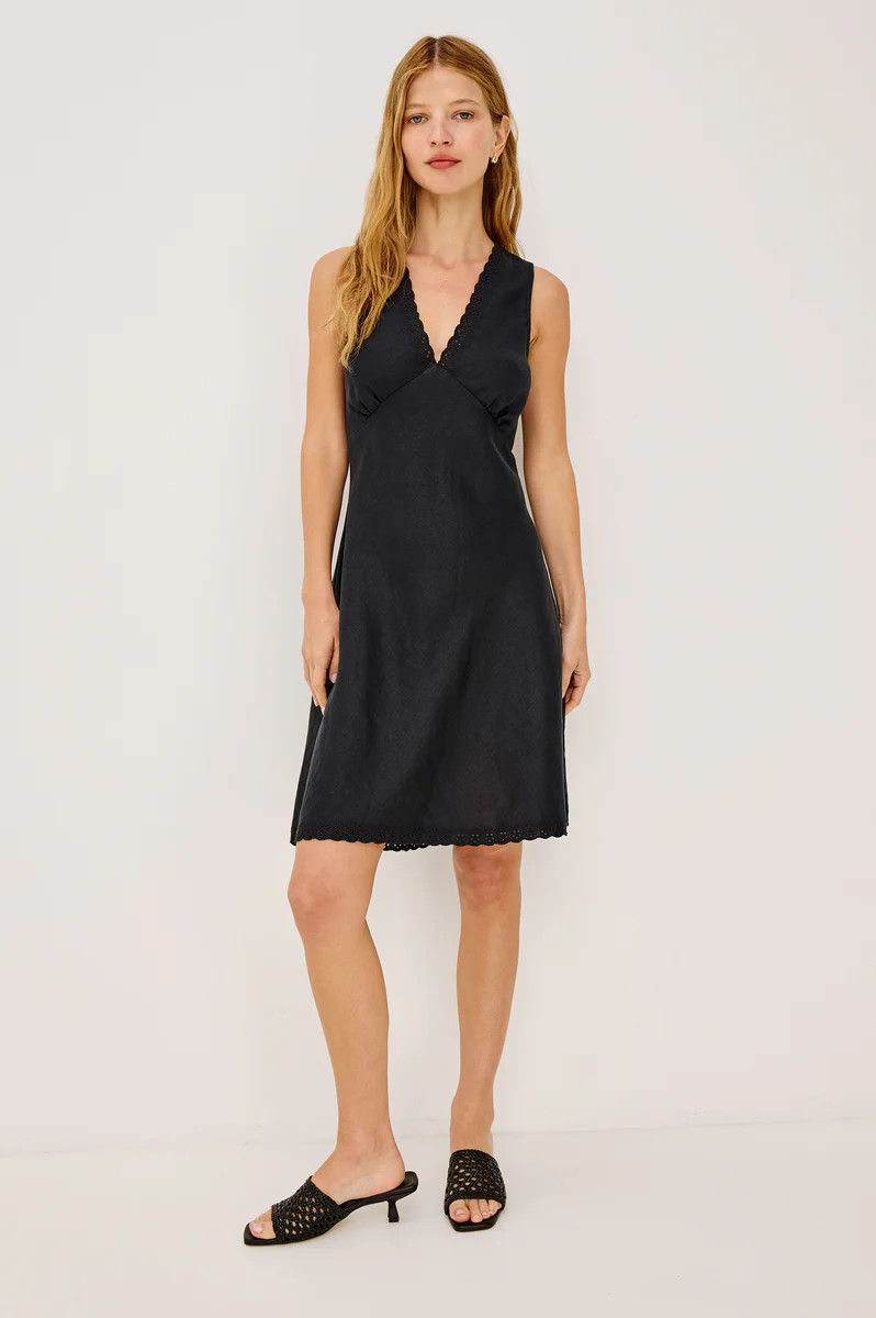 BEX DRESS - BLACK LINEN | Rails