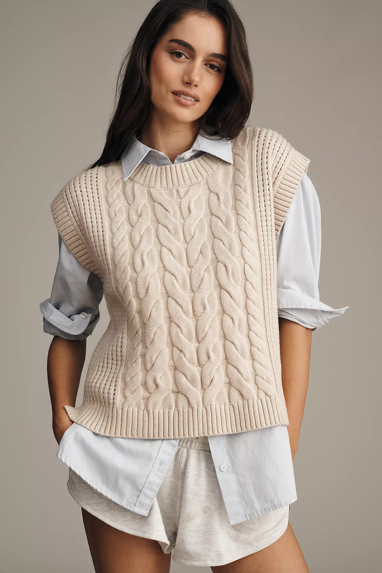 Varley Pixie Relaxed Cable-Knit Sweater Vest | Anthropologie (US)