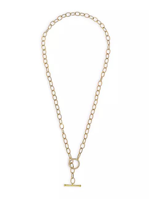 14K Yellow Gold & 0.20 TCW Diamond Toggle-Link Lariat Necklace | Saks Fifth Avenue