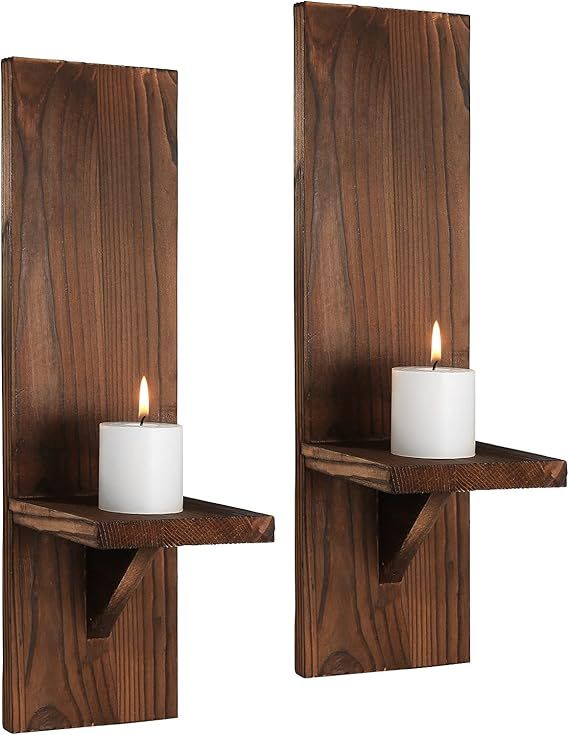 DOCMON Wall Sconce Candle Holder, Wall Mount Wooden Candle Holders, Rustic Wall Decor Floating Sh... | Amazon (US)