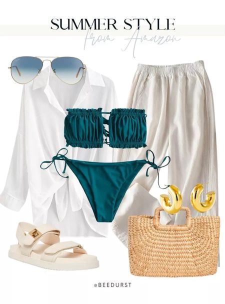 Amazon swimsuits, sandals, vacation outfit, swimwear looks for vacation, resort wear, sunglasses, spring outfit, linen pants with sandals, straw bags, affordable amazon vacation look, Miami outfit, spring beach vacation look, lake look, beach sandals, spring sandals, summer sandals, summer outfit

#LTKSwim #LTKFindsUnder50 #LTKStyleTip
