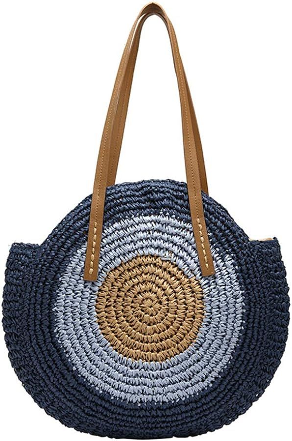 GL-Turelifes Round Summer Straw Bag Big Weave Handbags Beach Shoulder Bags Vocation Tote Handbags... | Amazon (US)
