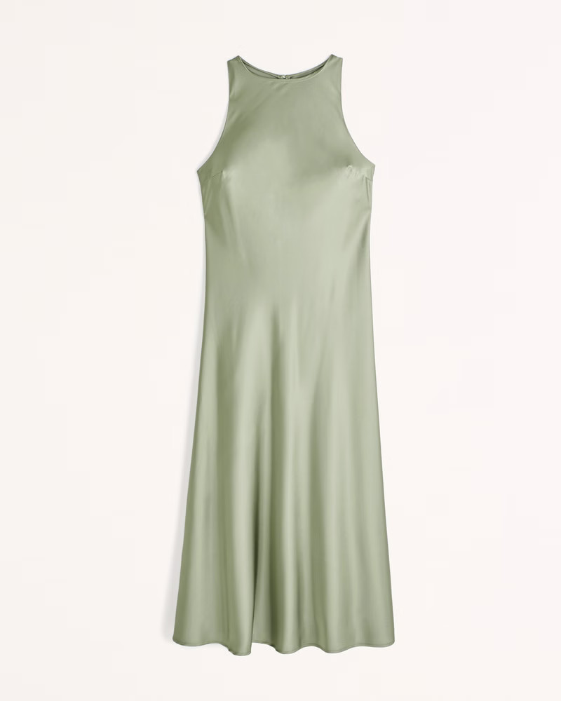 Satin High-Neck Midi Dress | Abercrombie & Fitch (US)