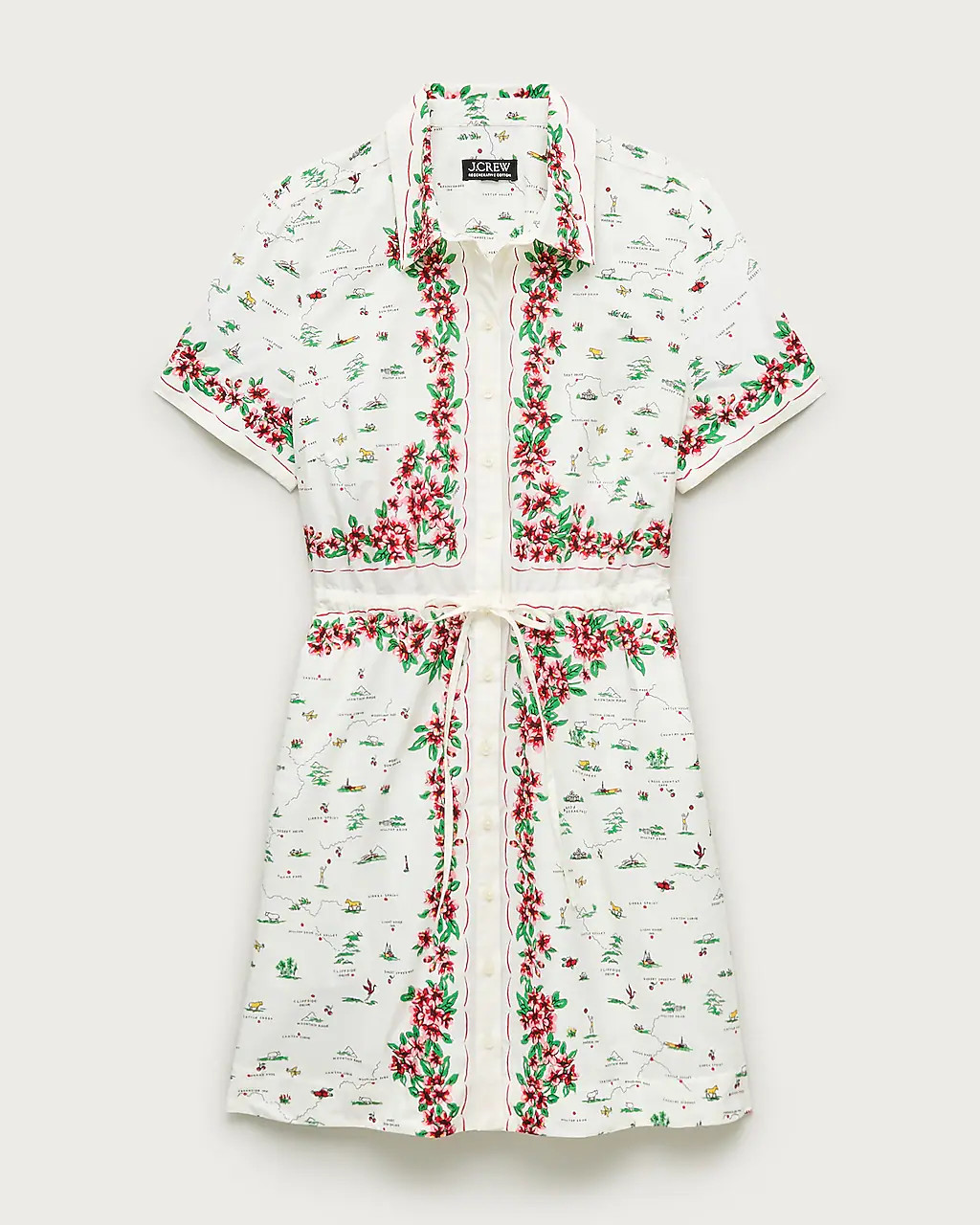 Cerise mini shirt-dress in map-print cotton poplin | J. Crew US