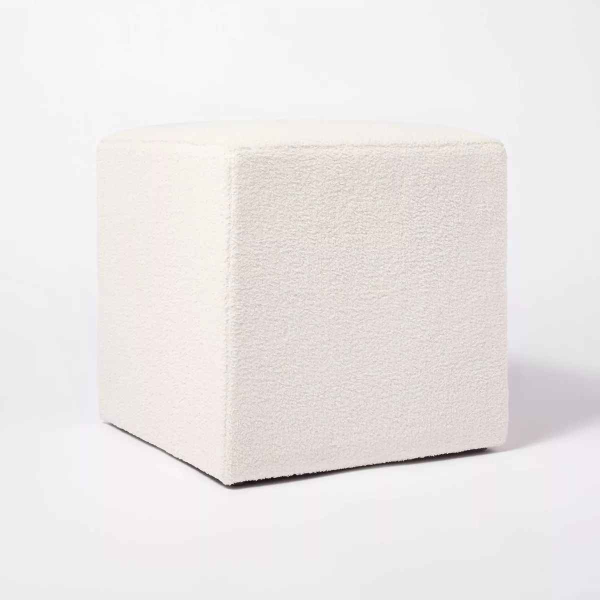 Lynwood Square Upholstered Cube Ottoman Faux Shearling Cream Boucle - Threshold™ designed with ... | Target