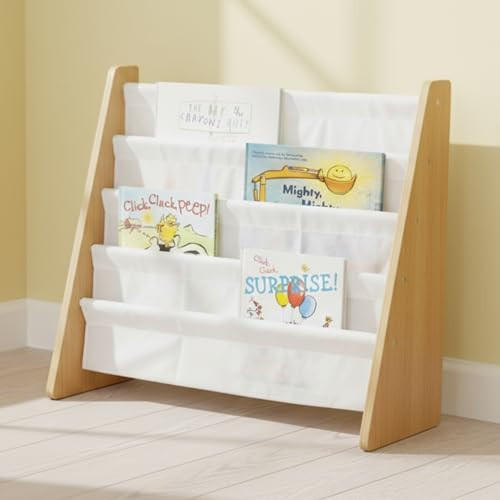 Humble Crew 4-Tier Kids Bookshelf, Natural Wood/White - Premium Book Shelf for Kids Rooms with Fo... | Amazon (US)
