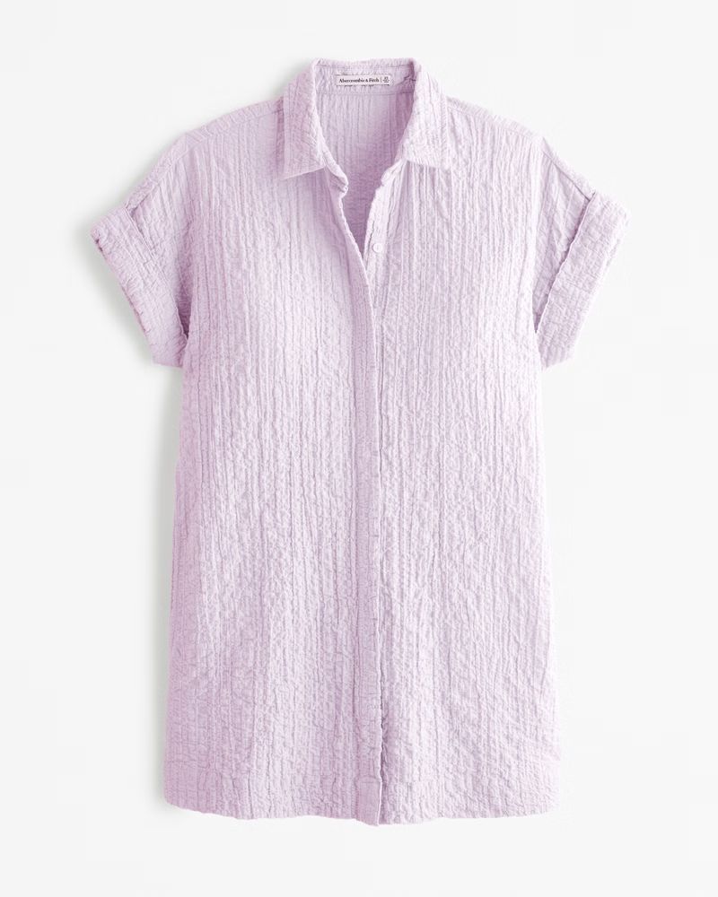 Women's Textured Button-Through Shirt Dress | Women's New Arrivals | Abercrombie.com | Abercrombie & Fitch (US)