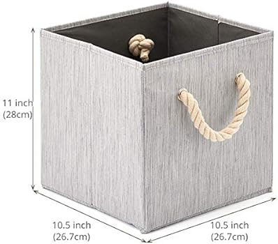 Amazon.com: EZOWare Set of 4 Bamboo Fabric Storage Bins with Cotton Rope Handle, 10.5 x 10.5 x 11... | Amazon (US)