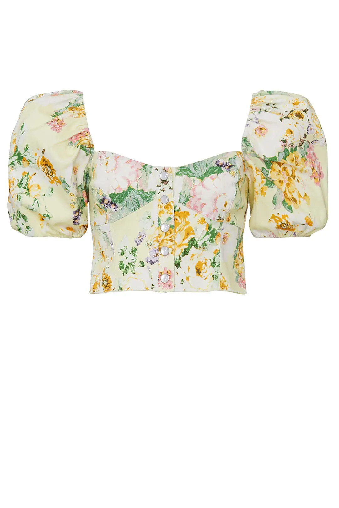 For Love and Lemons Chamomile Denim Crop Top | Rent the Runway