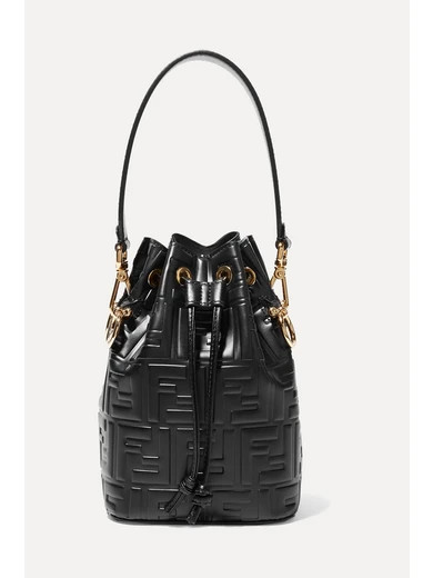 Fendi - Mon Trésor Small Embossed Leather Bucket Bag - Black | NET-A-PORTER (UK & EU)