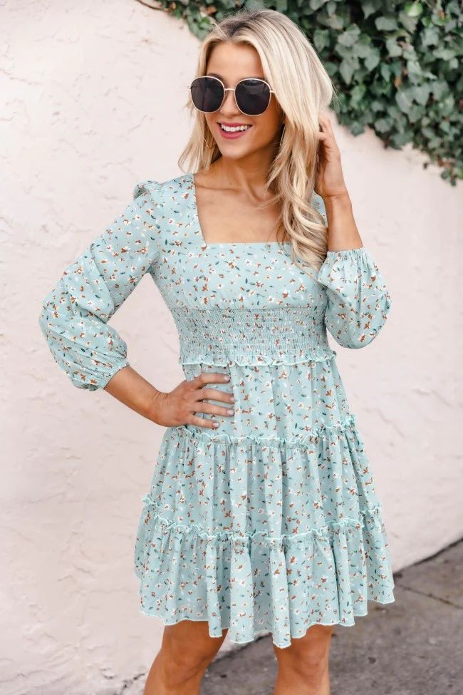 Humble Attitude Mint Floral Dress | The Pink Lily Boutique