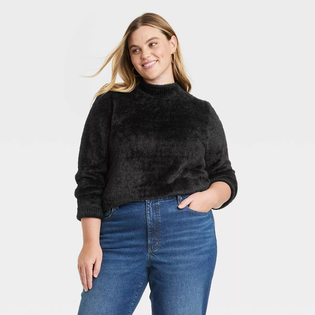 Women's Fuzzy Mock Turtleneck Pullover Sweater - Universal Thread™ | Target