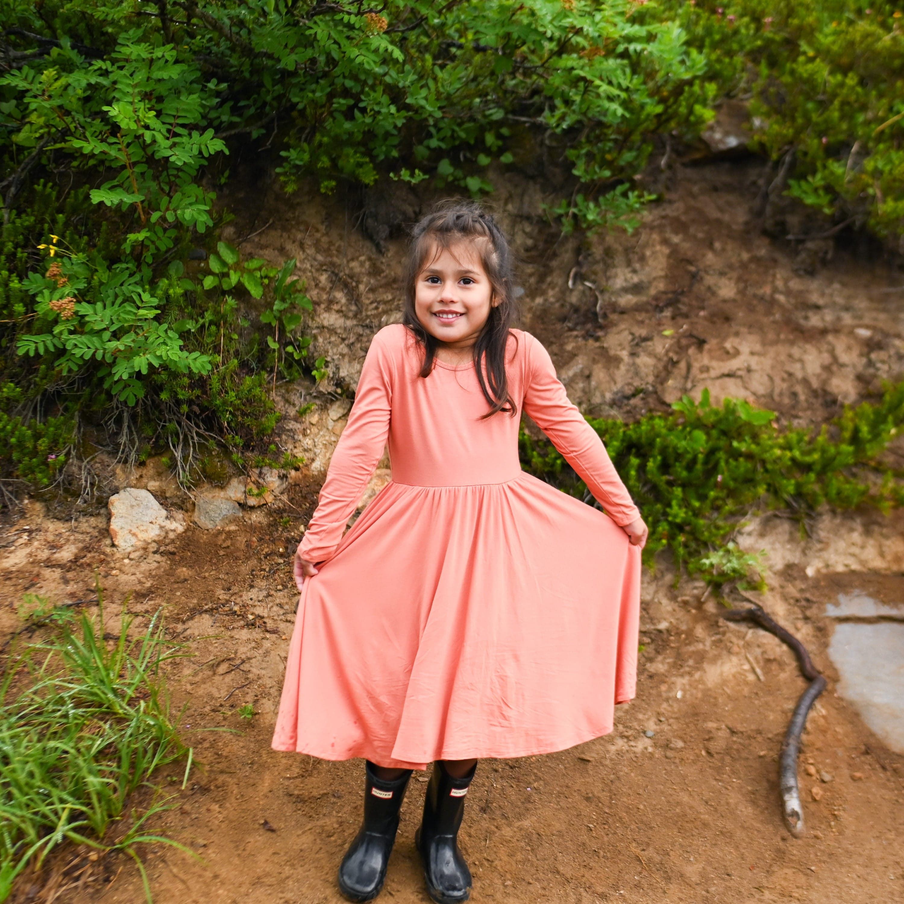 Long Sleeve Twirl Dress in Sienna | Kyte BABY
