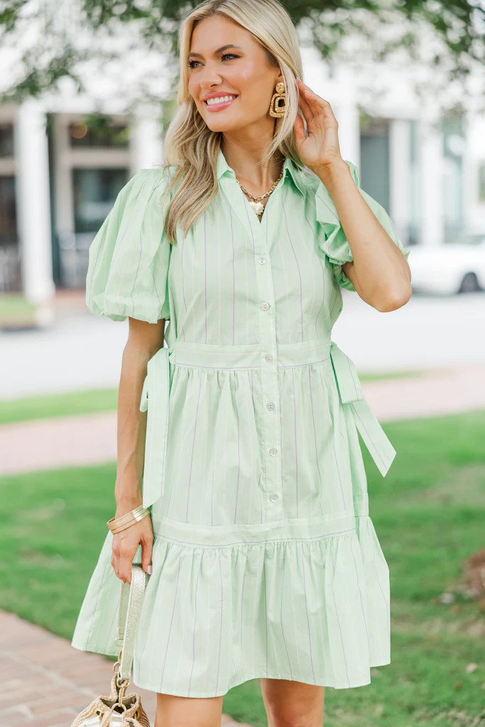 No Problems Mint Striped Dress | The Mint Julep Boutique