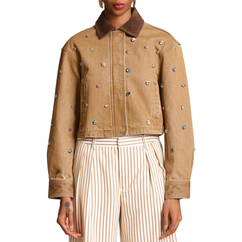 Avec Les Filles Embellished Cropped Barn Jacket in Camel at Nordstrom Rack, Size Small | Nordstrom Rack