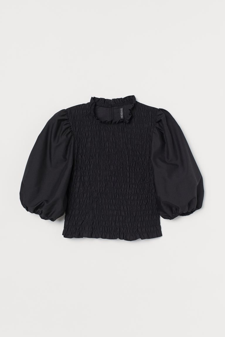 Puff-sleeved Smocked Blouse | H&M (US)