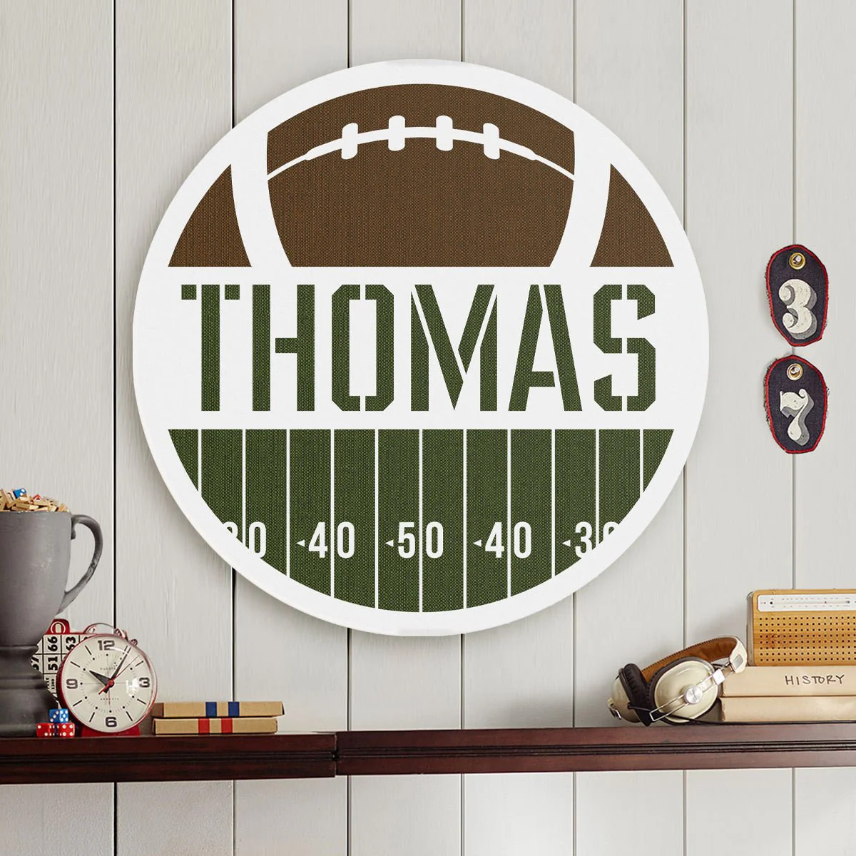 Football Fanatic Custom Name Sign for Boys Room | HomeWetBar.com