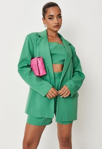 Petite Green Co Ord Tailored Blazer | Missguided (US & CA)